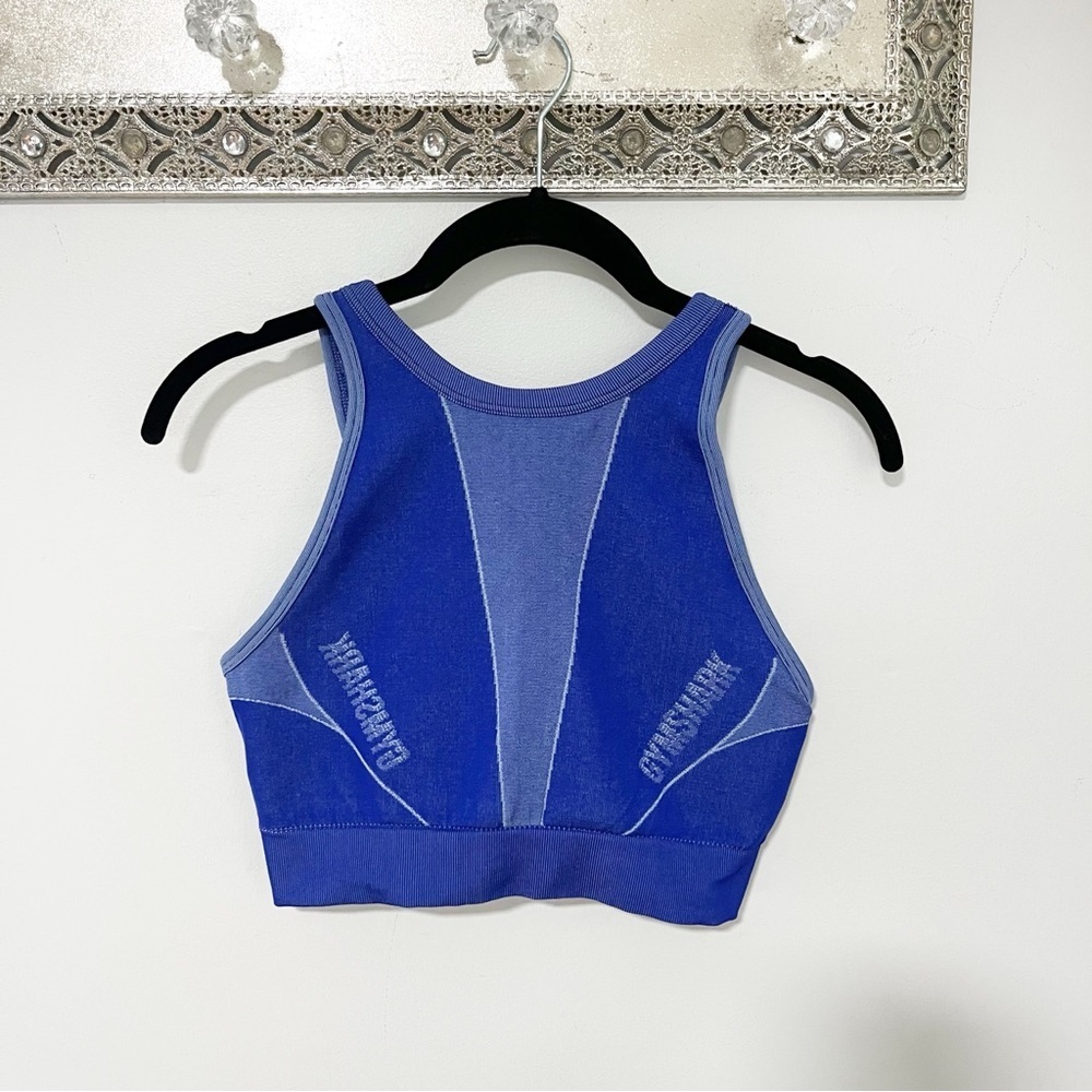 Gymshark Ribbed Purple High Neck Sports Bra Medium